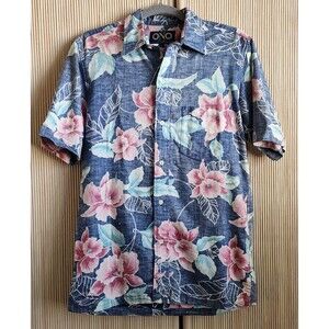 Ono Shirt by Liberty House Men's Size S Blue Cotton Floral Aloha Hawaii Vintage